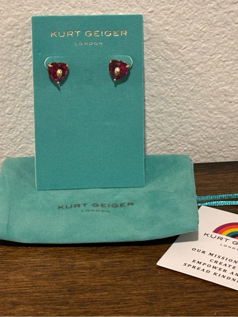 Kurt Geiger Pink Teardrop Crystal Stud Earrings
